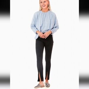 Tuckernuck Pomander Place Black Faux Suede Slit-Front Sloane Leggings Small S